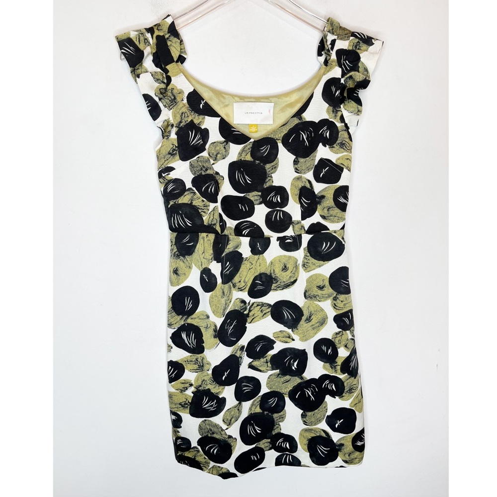 Anthro Leifsdottir Black & Green Leaf Silk Sheath. Size 0